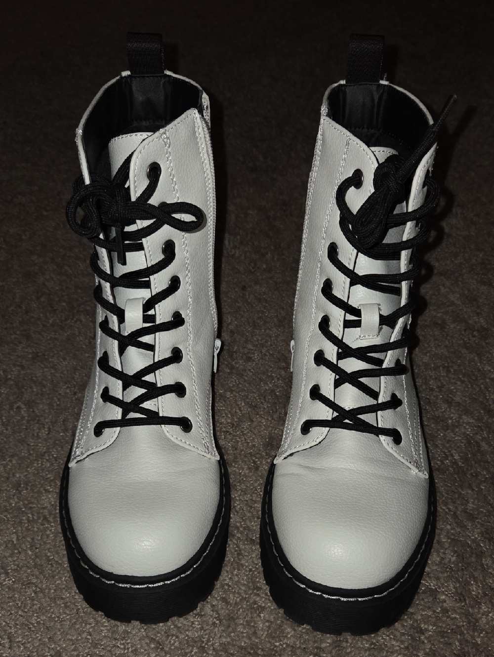 Sincerly Jules White Combat Boots with Black Laces